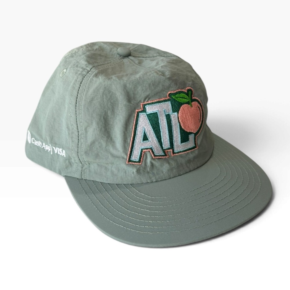 Weld Field Trip ATL Peach Snapback Hat Seaweed Green Nylon 5 Panel Cap